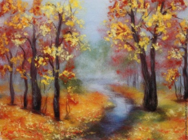Мастер-класс "Картина из шерсти "Осенний пейзаж"